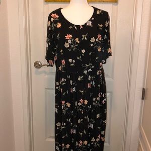 Maxi Floral Black Dress